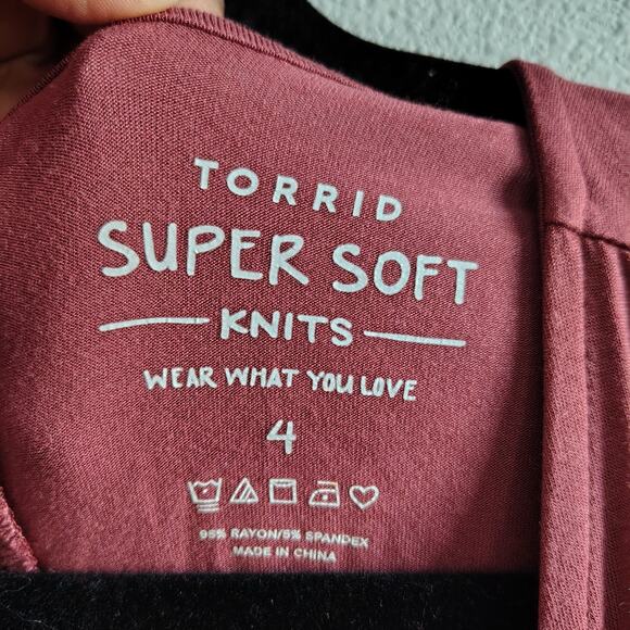 Torrid Plus Size 4X 26 Super Soft Knit Mauve Open Front Long Sleeve Cardigan - Picture 2 of 7